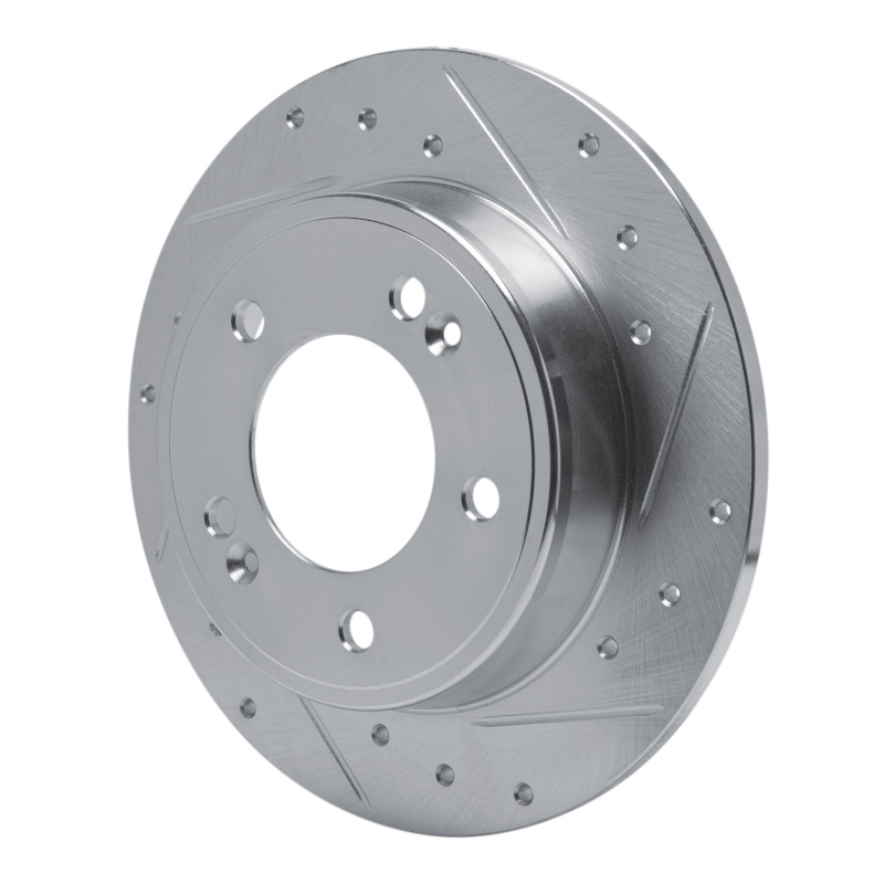 Hyundai Elantra Coupe Brake Rotor (1) - Rear Right - R1 Concepts - Drilled & Slotted - Silver - `11-`25